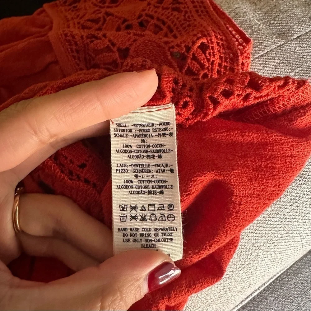 Free People A Little Secret Lace Boho Top Size‎ Small